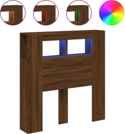 Hoofdeinde met LED 100x18,5x103,5 cm bewerkt hout bruineiken