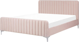 LUNAN - Tweepersoonsbed - Pastelroze - 160 x 200 cm - Fluweel
