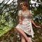 Dressforfun Mini-dirndl Burgau model 1 L - verkleedkleding - pailletten - beige