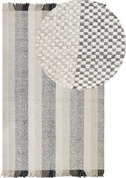 EMIRLER - Modern vloerkleed - Wit - 140 x 200 cm - Wol