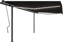 vidaXL - Luifel - automatisch - met - LED - en - windsensor - 4,5x3 - m - antracietkleur