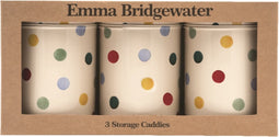 Emma Bridgewater - Set van 3 bewaarbussen Polka Dots - Bewaarblik - Stippen - Blik - Ø 10,5 x 14,5 cm