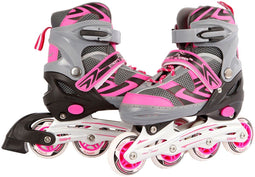 Street Rider Pro - Inline Skates - Aluminium frame 4 wielen - Roze/Grijs
