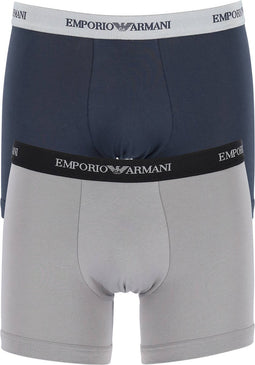 Emporio Armani - Basis 2-pack Boxershorts Grijs / Blauw - XL
