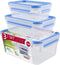 Emsa 508566 Clip & Close Vershouddozen 0.55L/1L/2.3L 3 Stuks Blauw