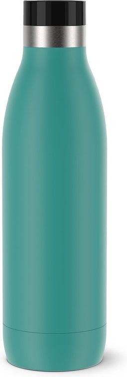 Emsa Bludrop Color drinkfles 0,7 liter 100% dicht Quick-Press sluiting Ergonomisch 360° drinkgenot 12h warm, 24h koel vaatwasmachinebestendig roestvrij staal petrol