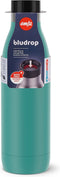 Emsa Bludrop Color drinkfles 0,7 liter 100% dicht Quick-Press sluiting Ergonomisch 360° drinkgenot 12h warm, 24h koel vaatwasmachinebestendig roestvrij staal petrol
