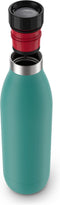 Emsa Bludrop Color drinkfles 0,7 liter 100% dicht Quick-Press sluiting Ergonomisch 360° drinkgenot 12h warm, 24h koel vaatwasmachinebestendig roestvrij staal petrol