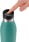 Emsa Bludrop Color drinkfles 0,7 liter 100% dicht Quick-Press sluiting Ergonomisch 360° drinkgenot 12h warm, 24h koel vaatwasmachinebestendig roestvrij staal petrol