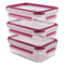Emsa Clip & Close Colour 3-piece set of food storage containers 0.55 litres, transparent/raspberry