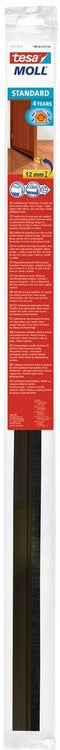 1x Tesa zelfklevende tochtstrip/dorpelstrip met borstel bruin 1 mtr x 37 mm - Klusbenodigdheden - Huis isolatie - Tochtstrips/tochtstroken voor deuren