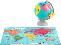 houten legpuzzel wereldkaart met wereldbol