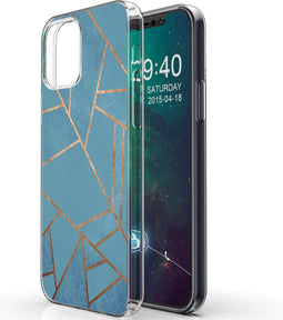 iMoshion Hoesje Geschikt voor iPhone 12 Pro / 12 Hoesje Siliconen - iMoshion Design hoesje - Blauw / Meerkleurig / Goud / Blue Graphic
