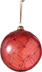 J-Line kerstbal Cirkel Glitter - glas - rood - extra large - 6 stuks