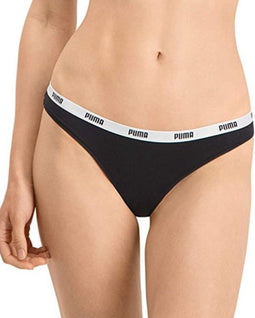 PUMA BASICS Dames 3P String - Katoen en modal - Zwart (3-pack)