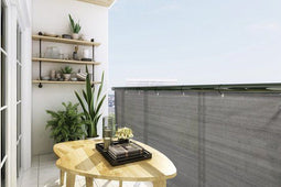 909 Outdoor - Balkonscherm - Grijs - 5 m x 90 cm - Privacyscherm - Zonnescherm - Incl. Touw,