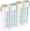 eneloop 4,8 volt batterijpakket naast F1x4 met maximaal 2000 mAh