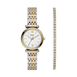 FOSSIL Dames Horloge geschenkset - 28 mm - Goud/Zilver - Multi