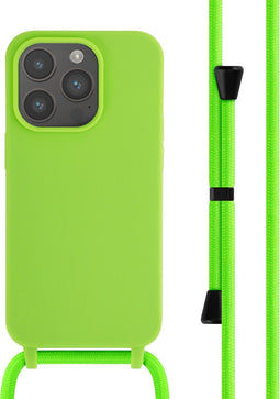 imoshion Hoesje Geschikt voor iPhone 14 Pro Hoesje Met Koord - imoshion Siliconen hoesje met koord - Groen