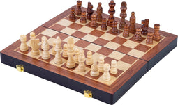 Engelhart Games - Schaakspel Deluxe - Inklapbaar- 30 Cm - Hout Bruin