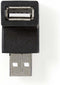 Nedis USB-A Adapter - USB 2.0 - USB-A Male - USB-A Female - 480 Mbps - Rond - Vernikkeld - PVC - Zwart - Doos