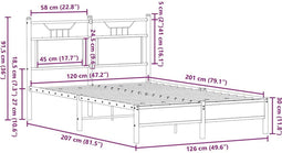 vidaXL - Bedframe - zonder - matras - hout - gerookt - eikenkleurig - 120x200 - cm