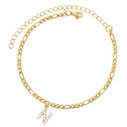 Enkelbandje - Enkelbandjes Dames - Enkelbandje Goud - Initials - Goudkleurig - Letter N