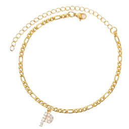 Enkelbandje - Enkelbandjes Dames - Enkelbandje Goud - Initials - Goudkleurig RVS - Letter P