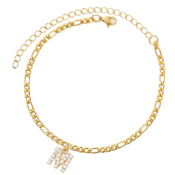 Enkelbandje - Enkelbandjes Dames - Enkelbandje Goud - Initials - Goudkleurig RVS - Letter M