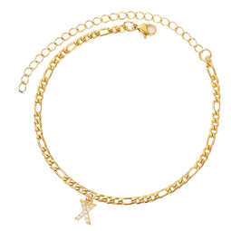 Enkelbandje - Enkelbandjes Dames - Enkelbandje Goud - Initials - Goudkleurig - Letter X