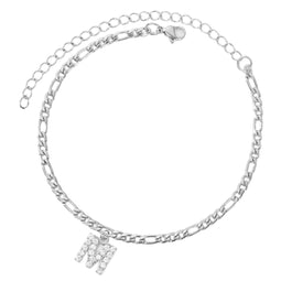 Enkelbandje - Enkelbandjes Dames - Enkelbandje Zilver - Initials - Zilverkleurig - Letter M