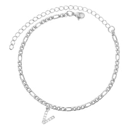 Enkelbandje - Enkelbandjes Dames - Enkelbandje Zilver - Initials - Zilverkleurig - Letter V