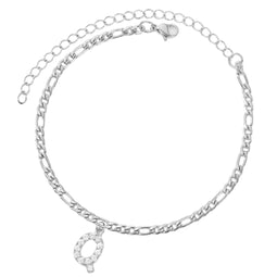 Enkelbandje - Enkelbandjes Dames - Enkelbandje Zilver - Initials - Zilverkleurig - Letter Q