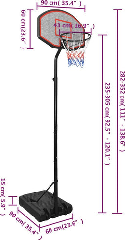 vidaXL Basketbalstandaard 282-352 cm polyethyleen