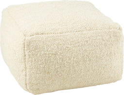 J-Line poef vierkant boucles - wol - creme