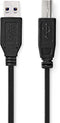 Nedis USB-Kabel - USB 3.2 Gen 1 - USB-A Male - USB-B Male - 5 Gbps - Vernikkeld - 2.00 m - Rond - PVC - Zwart - Doos