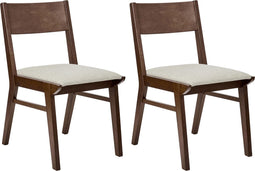 ENOLA - Eetkamerstoel set van 2 - Beige - Donker hout/Stof