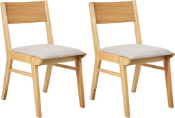 ENOLA - Eetkamerstoel set van 2 - Grijs - Licht hout/Stof