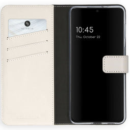 Selencia Galaxy S21 Plus - Echt Lederen Bookcase - Ruimte voor 3 pasjes - Lichtgrijs
