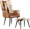 vidaXL Fauteuil met voetensteun echt leer bruin