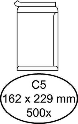 Envelop Hermes akte C5 162x229mm zelfklevend wit 500stuks