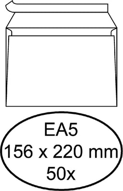 Envelop Hermes bank EA5 156x220mm zelfklevend met strip wit 50 stuk
