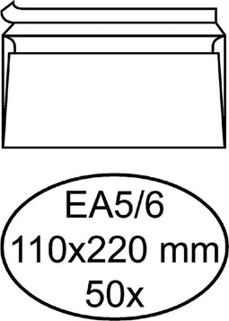 Envelop Hermes bank EA5/6 110x220mm zelfklevend wit 50 stuks