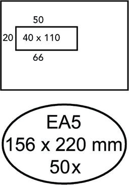 Envelop Hermes EA5 156x220mm venster 4x11links zelfkl 50stuk | 10 stuks