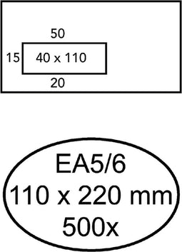 Envelop Hermes EA5/6 110x220mm venster 4x11links zelfkl 500