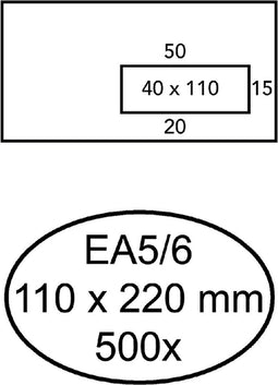 Envelop Hermes EA5/6 110x220mm venster 4x11rechts zelfkl 500
