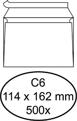 Envelop Quantore bank C6 114x162mm zelfklevend wit 500stuks