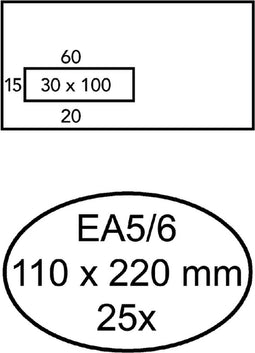 Envelop quantore venster vl ea5/6 110x220 80gr zk | Pak a 25 stuk