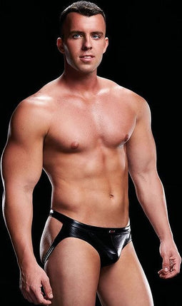Envy Low-Rise Wet Look jockstrap (Zwart) - S/M