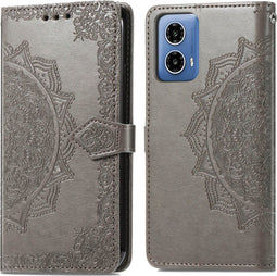 iMoshion Hoesje Geschikt voor Motorola Moto G34 Hoesje Met Pasjeshouder - iMoshion Mandala Bookcase - Grijs